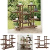 The Living Store blomsterstativ med hjul 110x25x115 cm massivt fyrretræ - Planteborde