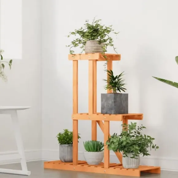 The Living Store blomsterstativ 81x25x75,5 cm massivt fyrretræ - Planteborde