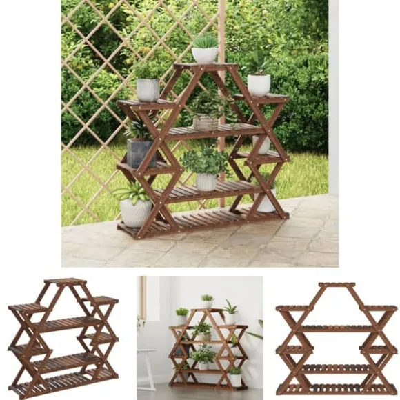 The Living Store blomsterstativ 110x25x105 cm massivt fyrretræ - Planteborde