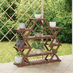 The Living Store blomsterstativ 110x25x105 cm massivt fyrretræ - Planteborde