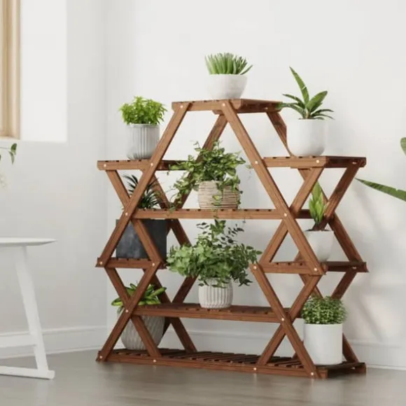 The Living Store blomsterstativ 110x25x105 cm massivt fyrretræ - Planteborde