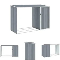 The Living Store brændeskur 245x98x159 cm galvaniseret stål grå - Skure & Redskabsskure