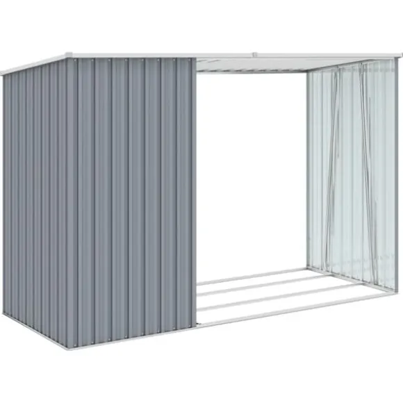 The Living Store brændeskur 245x98x159 cm galvaniseret stål grå - Skure & Redskabsskure