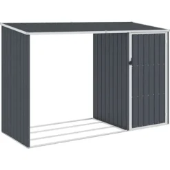 The Living Store brændeskur 245x98x159 cm galvaniseret stål antracitgrå - Skure & Redskabsskure