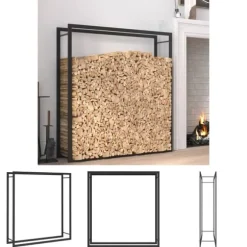 The Living Store brændestativ 110x28x116 cm stål matsort - Brændekurve