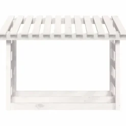 The Living Store brændestativ 108x64,5x78 cm massivt fyrretræ hvid - Brændekurve – tilbehør
