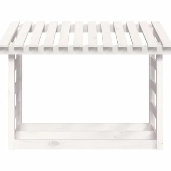 The Living Store brændestativ 108x64,5x78 cm massivt fyrretræ hvid - Brændekurve – tilbehør