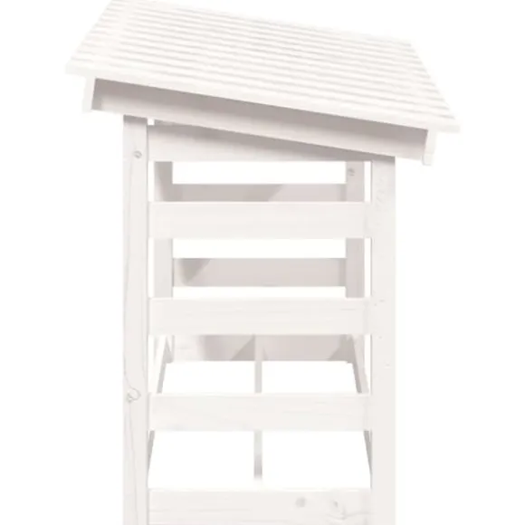 The Living Store brændestativ 108x64,5x78 cm massivt fyrretræ hvid - Brændekurve – tilbehør