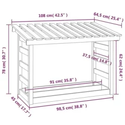 The Living Store brændestativ 108x64,5x78 cm massivt fyrretræ hvid - Brændekurve – tilbehør