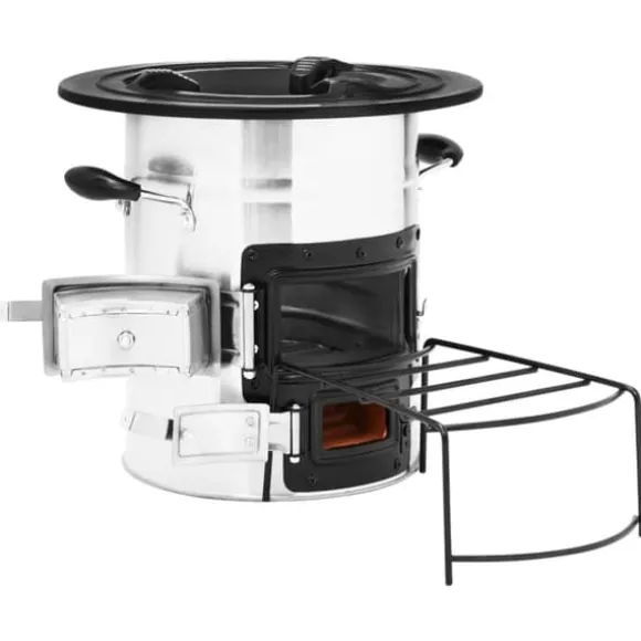 The Living Store campingovn 51,5x35x30,5 cm rustfrit stål sølvfarvet - Ildsteder