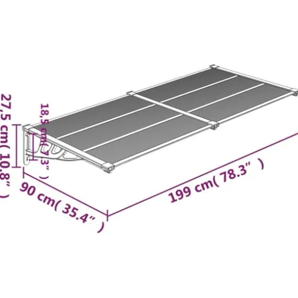 The Living Store dørbaldakin 199x90 cm polycarbonat sort og transparent - Markiser