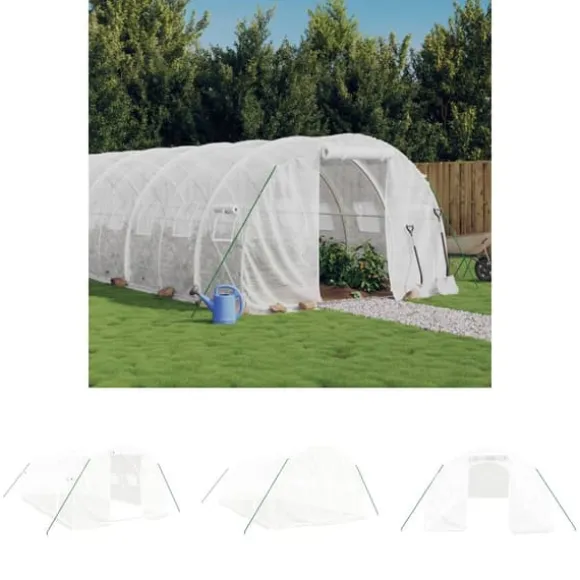 The Living Store drivhus med stålstel 18 m² 6x3x2 m hvid - Drivhuse