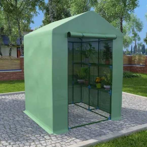 The Living Store drivhus med hylder 143x143x195 cm stål - Drivhuse