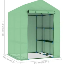 The Living Store drivhus med hylder 143x143x195 cm stål - Drivhuse