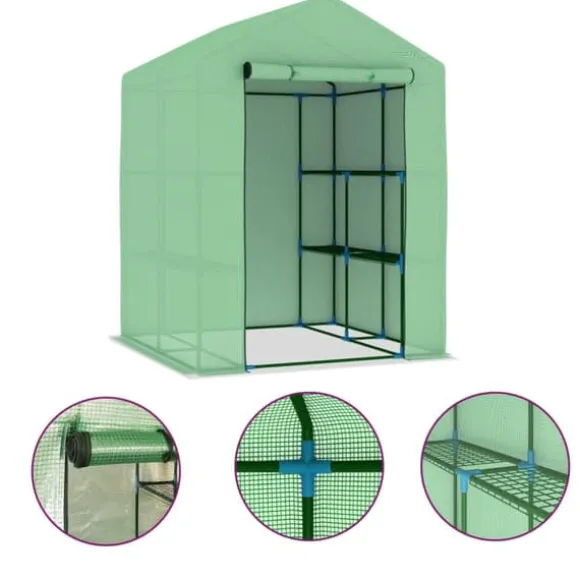 The Living Store drivhus med hylder 143x143x195 cm stål - Drivhuse
