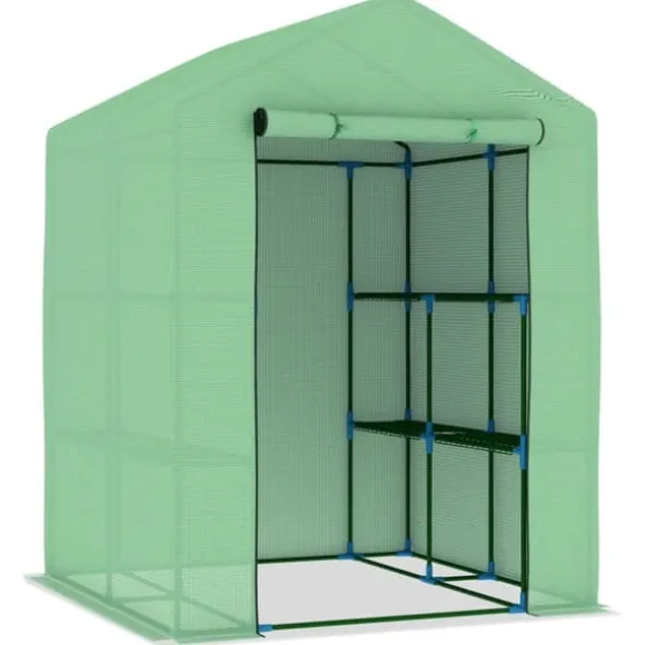 The Living Store drivhus med hylder 143x143x195 cm stål - Drivhuse