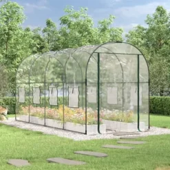 The Living Store drivhus 160x400x190 cm PVC og pulverlakeret stål transparent - Drivhuse