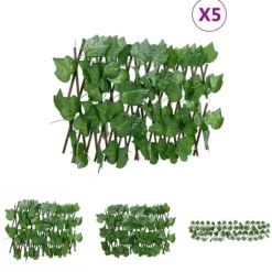 The Living Store espalier 5 stk. med kunstige vinblade 180x20 cm udvidelig grøn - Havehegn