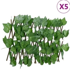 The Living Store espalier 5 stk. med kunstige vinblade 180x20 cm udvidelig grøn - Havehegn