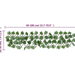 The Living Store espalier 5 stk. med kunstige vinblade 180x20 cm udvidelig grøn - Havehegn