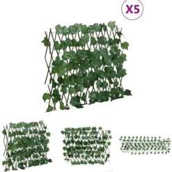The Living Store espalier 5 stk. med kunstige vinblade 190x60 cm udvidelig grøn - Havehegn