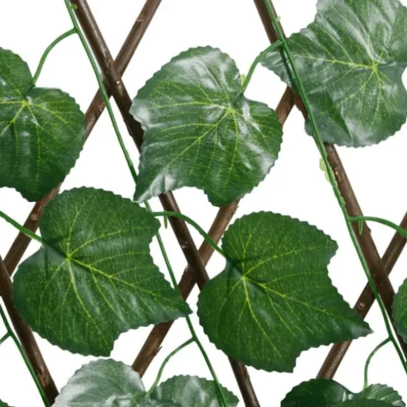 The Living Store espalier 5 stk. med kunstige vinblade 190x60 cm udvidelig grøn - Havehegn