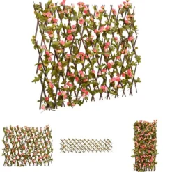 The Living Store espalier med kunstig vedbend 180x60 cm udvidelig mørk pink - Havehegn