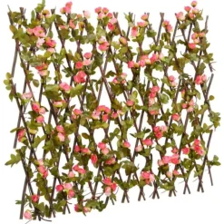 The Living Store espalier med kunstig vedbend 180x60 cm udvidelig mørk pink - Havehegn