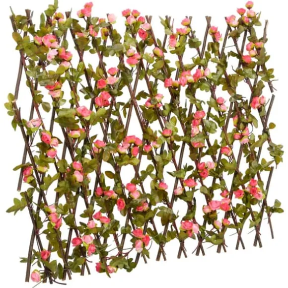 The Living Store espalier med kunstig vedbend 180x60 cm udvidelig mørk pink - Havehegn
