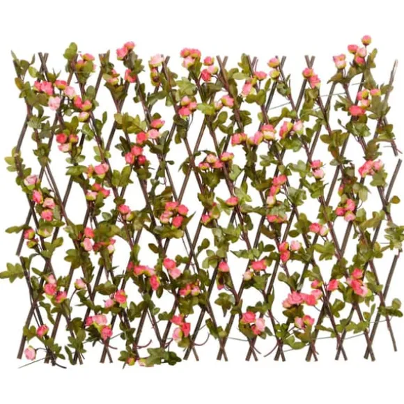 The Living Store espalier med kunstig vedbend 180x60 cm udvidelig mørk pink - Havehegn