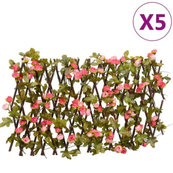 The Living Store espalierer med kunstig vedbend 5 stk. 180x20 cm udvidelig pink - Havehegn