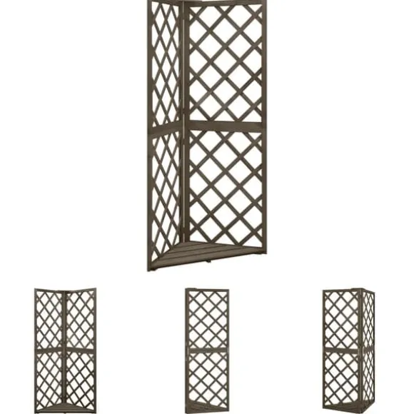 The Living Store espalier til hjørne 50x50x145 cm massivt grantræ grå - Havebuer, espalierer & pergolaer