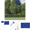 The Living Store Europaflag og flagstang 6,23 m aluminium - Flag & vimpler
