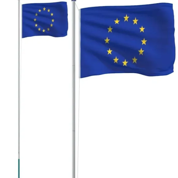 The Living Store Europaflag og flagstang 6,23 m aluminium - Flag & vimpler
