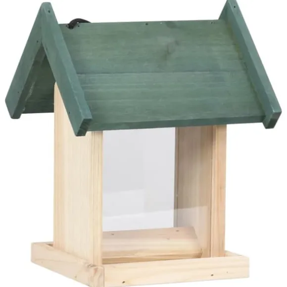 The Living Store fuglefoderautomater 4 stk. fyrretræ - Foderautomater til fugle