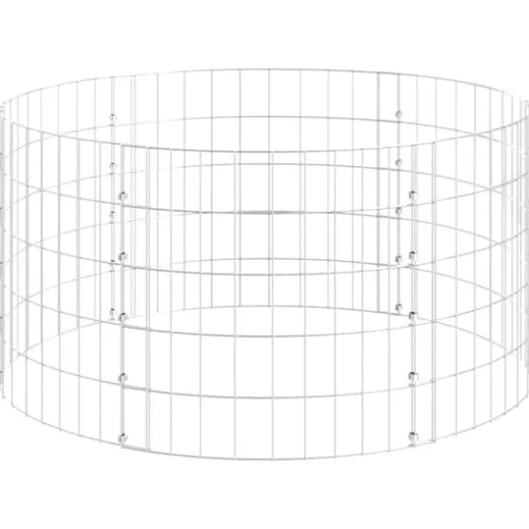 The Living Store gabionsøjle Ø100x50 cm galvaniseret stål rund - Havehegn
