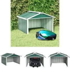The Living Store garage til robotplæneklipper 92x97x63 cm galvaniseret stål grøn - Skure & Redskabsskure