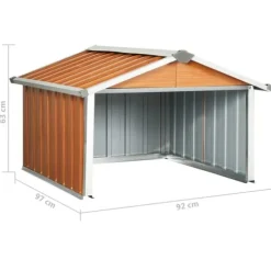 The Living Store garage til robotplæneklipper 92x97x63 cm galvaniseret stål brun - Skure & Redskabsskure