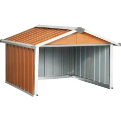 The Living Store garage til robotplæneklipper 92x97x63 cm galvaniseret stål brun - Skure & Redskabsskure