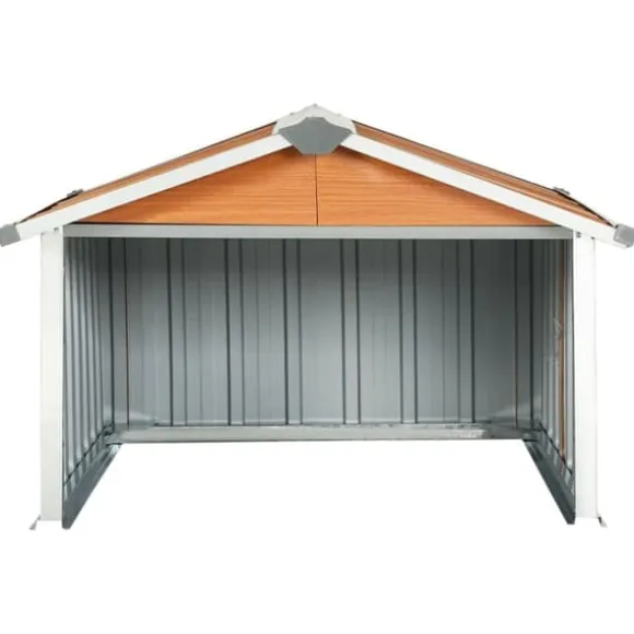 The Living Store garage til robotplæneklipper 92x97x63 cm galvaniseret stål brun - Skure & Redskabsskure