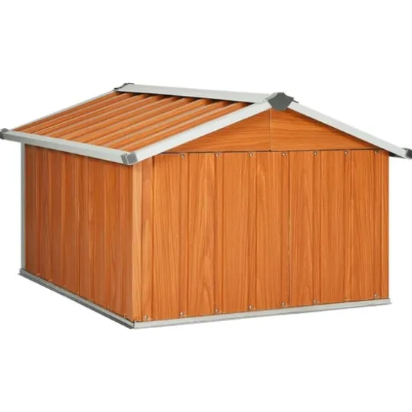 The Living Store garage til robotplæneklipper 92x97x63 cm galvaniseret stål brun - Skure & Redskabsskure
