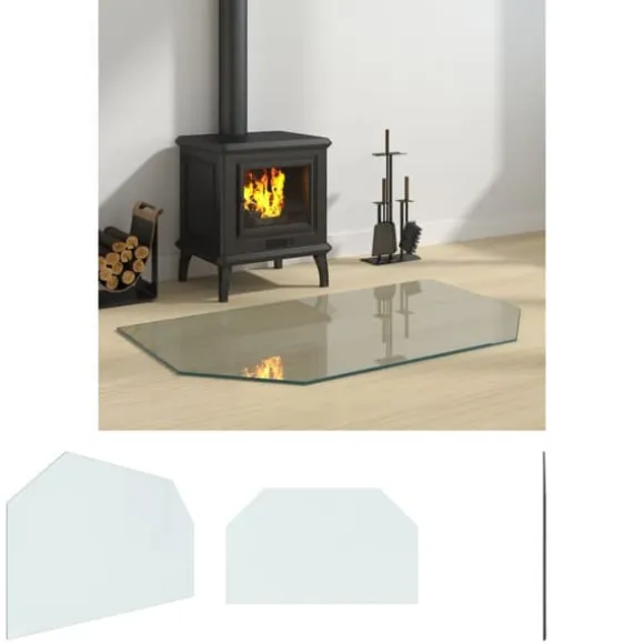 The Living Store glasplade til pejs 100x60 cm sekskantet - Glas