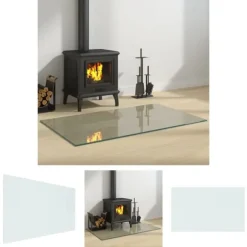 The Living Store glasplade til pejs 100x60 cm rektangulær - Glas