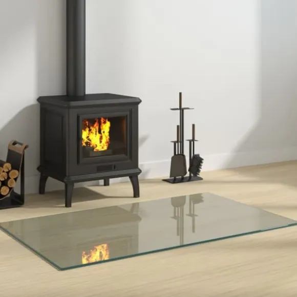 The Living Store glasplade til pejs 100x60 cm rektangulær - Glas
