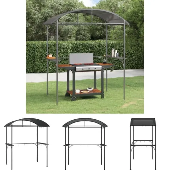 The Living Store grillpavillon med sidehylder 220x115x230 cm stål antracitgrå - Festtelte & havepavilloner