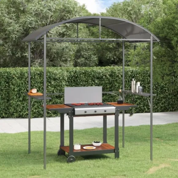 The Living Store grillpavillon med sidehylder 220x115x230 cm stål antracitgrå - Festtelte & havepavilloner