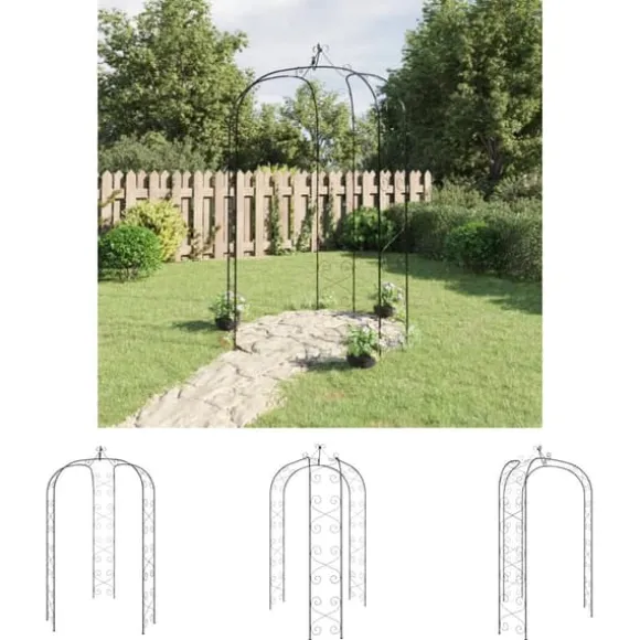 The Living Store havebue Ø180x255 cm stål sort - Havebuer, espalierer & pergolaer