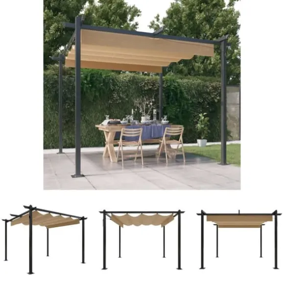 The Living Store havepavillon med sammenrulleligt tag 3x3 m gråbrun - Festtelte & havepavilloner