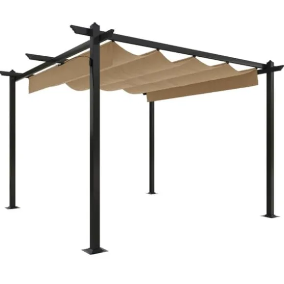 The Living Store havepavillon med sammenrulleligt tag 3x3 m gråbrun - Festtelte & havepavilloner