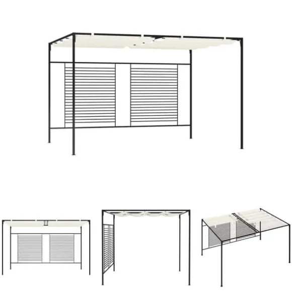 The Living Store havepavillon med udtrækkeligt tag 3x4x2,3 m 180 g/m² creme - Festtelte & havepavilloner